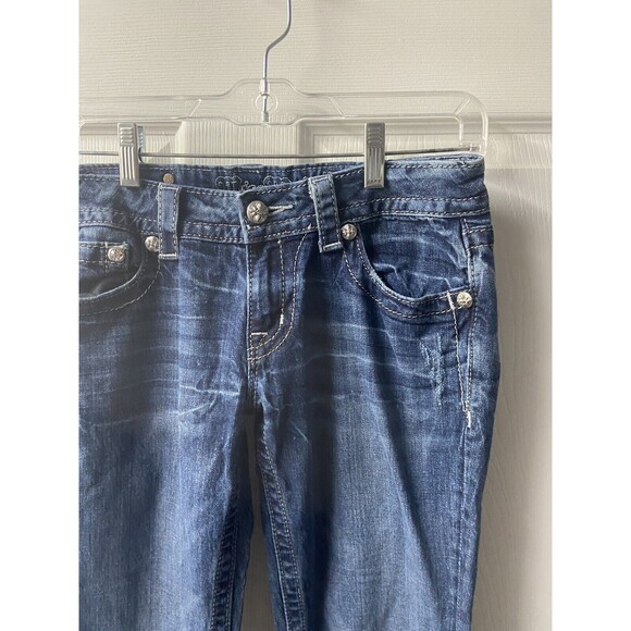 Miss Me Jeans Size 28 Blue Bling Western Rockabilly JP5748b Bootcut Low Rise - Picture 4 of 11